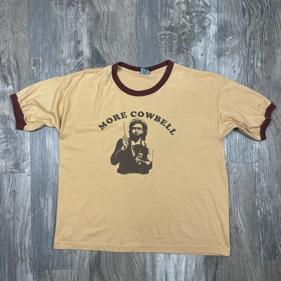 Vintage SNL Saturday Night Live More Cowbell T-Shirt Large Ringer Tee Brown - Picture 7 of 7